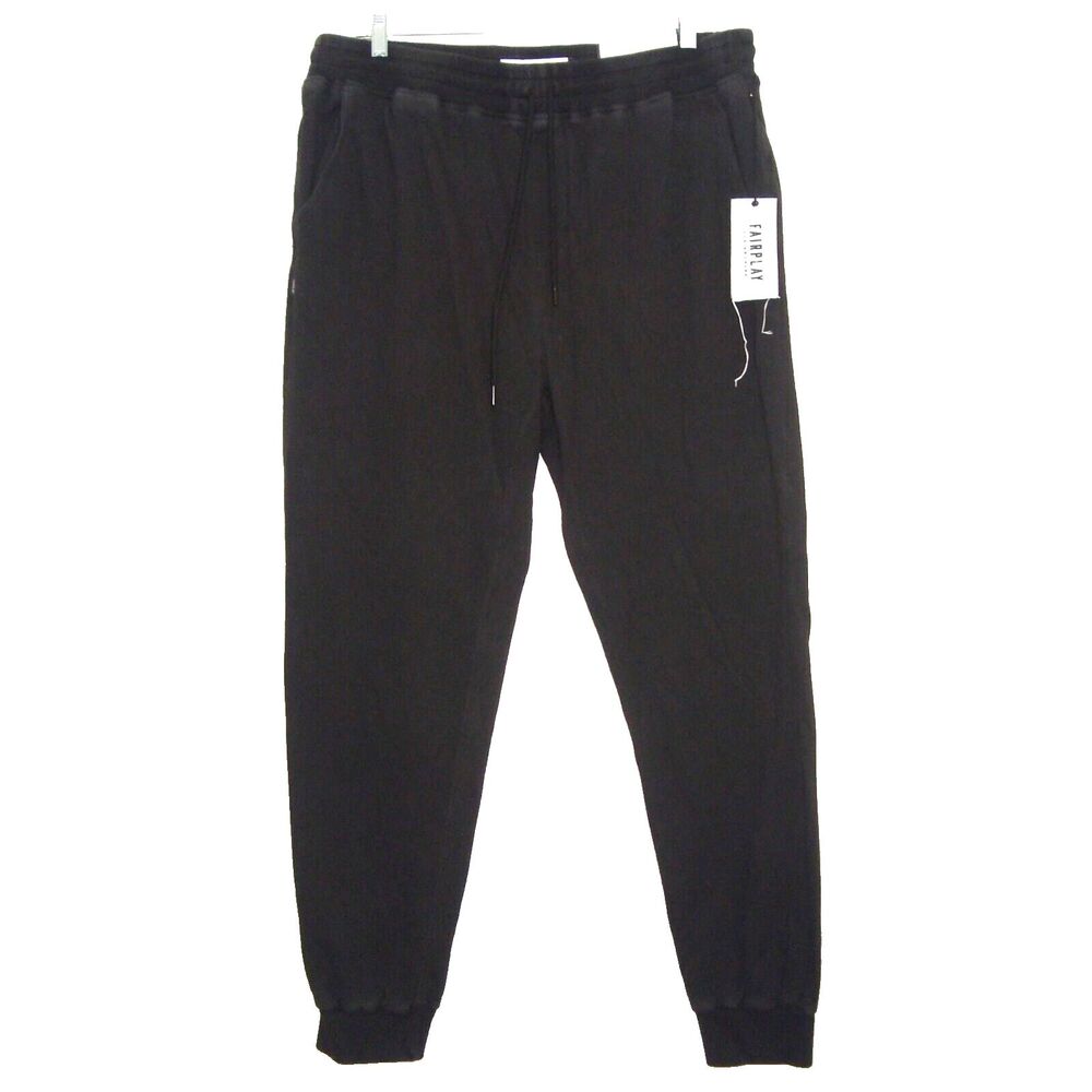 NEW! FAIRPLAY Los Angeles Mens Black Motto Jogger Sweatpants Size 42